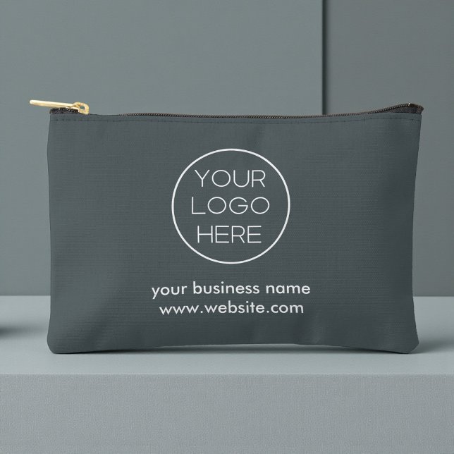 Elegant Custom Business Logo | Dark Grey Accessory Pouch (Creator Uploaded)