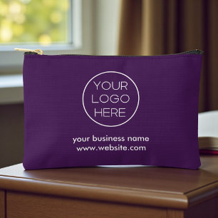 Elegant Custom Business Logo Deep Violet Accessory Pouch