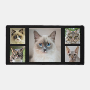 Elegant Custom Cat Photos on Black Desk Mat