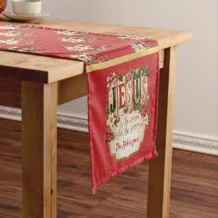 Elegant Custom Christmas Festive Red Short Table Runner