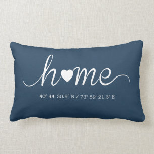 Elegant Custom City Coordinates Navy Lumbar Pillow