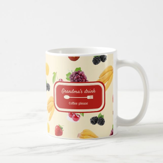 Elegant Custom colourful fruits recipe pattern Coffee Mug (Right)