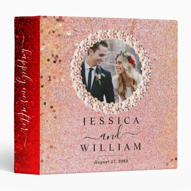 Elegant Custom Cover Glittery Wedding Album  Binder (Front/Spine)