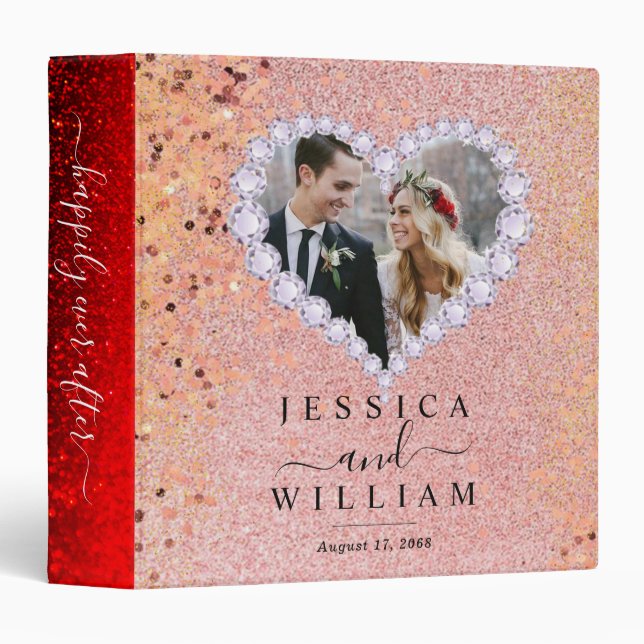 Elegant Custom Cover Glittery Wedding Album Binder (Front/Spine)