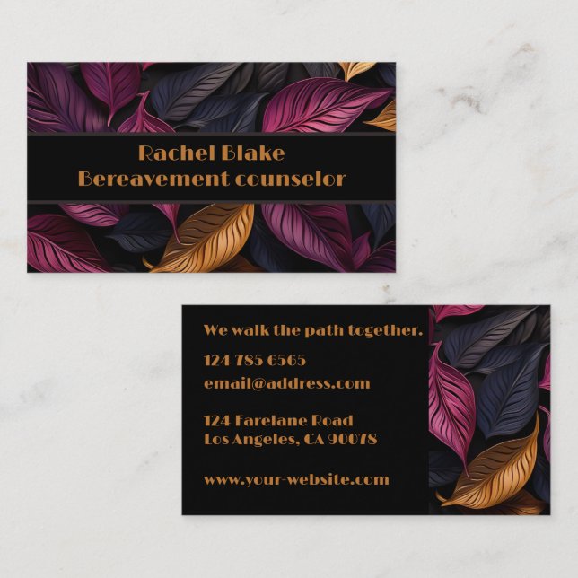 Elegant Custom Dark Leaves Design  Business Card (Front/Back)