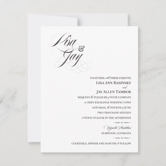 Elegant custom design wedding invitation (Front)