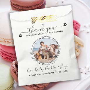 Elegant Custom Dog Photo Thank You Pet Wedding Favour Bag