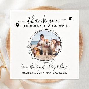Elegant Custom Dog Photo Thank You Pet Wedding Napkin
