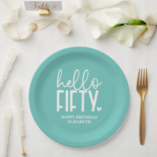 Elegant Custom Fifty and Fabulous Milestone Paper Plate