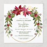 Elegant Custom Floral Christmas Couples Shower Invitation<br><div class="desc">This elegant floral Christmas couple's bridal shower invitation can also be personalized with your own event. The invitation features watercolor Christmas greenery, red berries, white roses, and red poinsettias on a white background and hand lettered script. Back of the card features your wedding website or social media information. Easy to...</div>