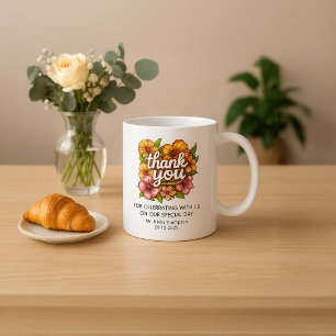 Elegant Custom Floral Thank You Wedding Coffee Mug