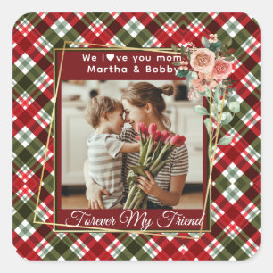 Elegant Custom Gift for Mom Mothers Day 1 Photo  Square Sticker
