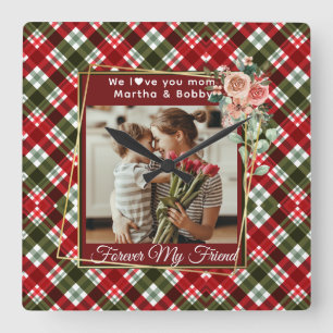 Elegant Custom Gift for Mom Mothers Day 1 Photo  Square Wall Clock