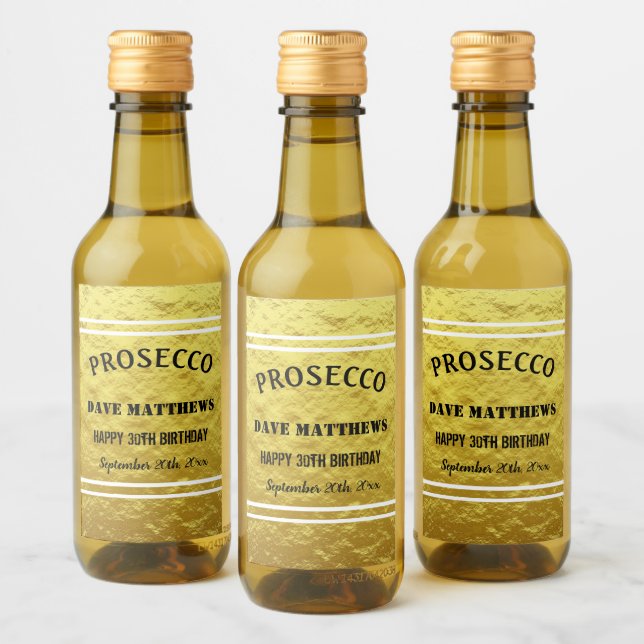 Elegant Custom Gold Birthday Wedding Mini  Wine Label (Bottles)