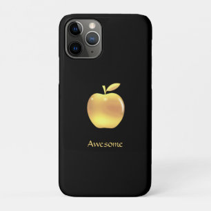 Elegant custom golden apple & text on black  iPhone 11 pro case