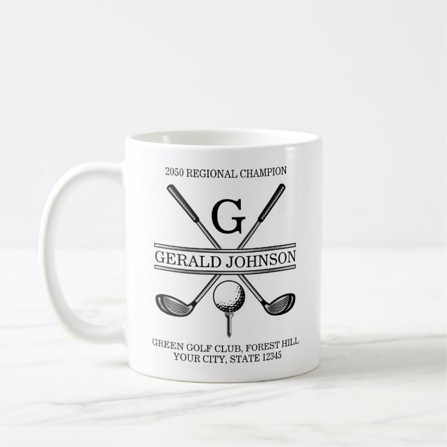 Elegant Custom Golf Monogram Coffee Mug (Left)