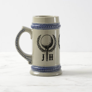 Elegant Custom Golf Monogram Design Beer Stein