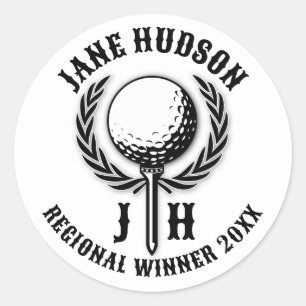 Elegant Custom Golf Monogram Design Classic Round Sticker