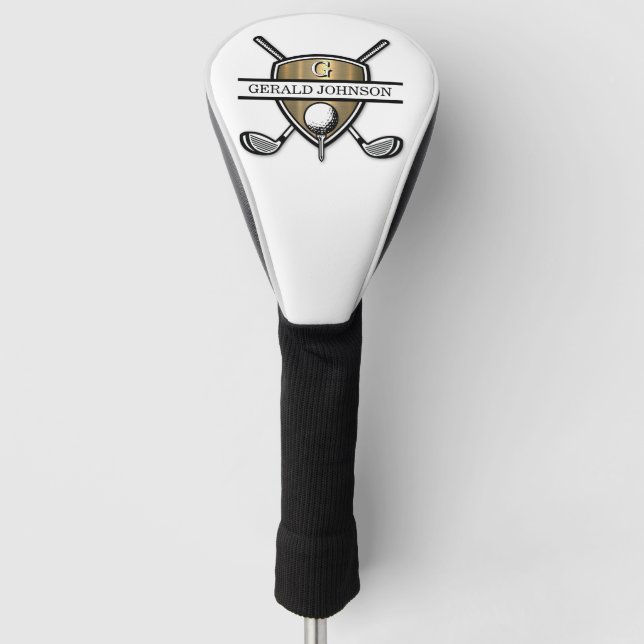 Elegant Custom Golf Monogram Design Golf Head Cover (Front)