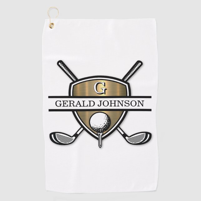 Elegant Custom Golf Monogram Design Golf Towel (Front)