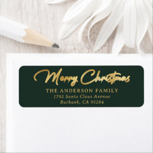 Elegant Custom Green and Gold Foil Merry Christmas