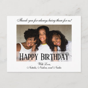 Elegant Custom Happy Birthday Photo Postcard