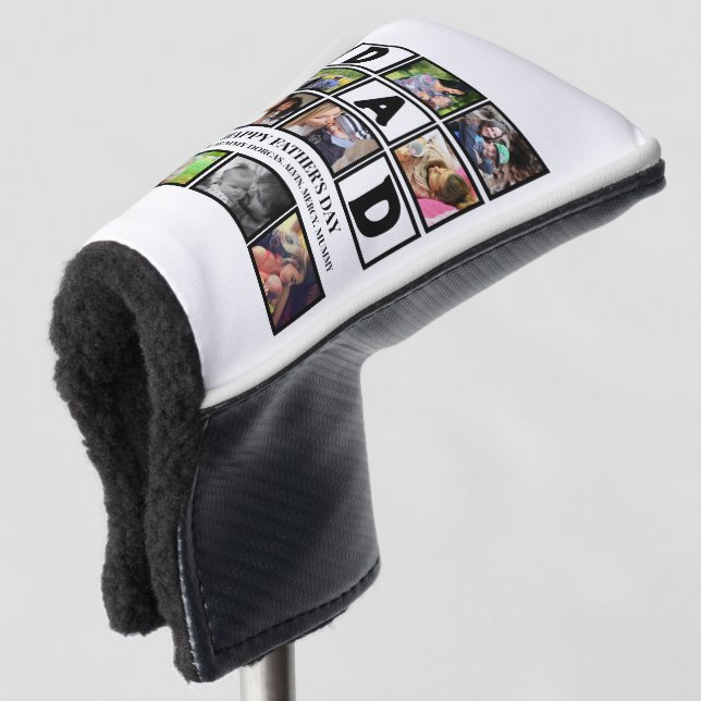Elegant Custom  Happy Fathers Day 9 Photo Collage  Golf Head Cover (3/4 Front)
