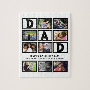 Elegant Custom  Happy Fathers Day 9 Photo Collage  Jigsaw Puzzle