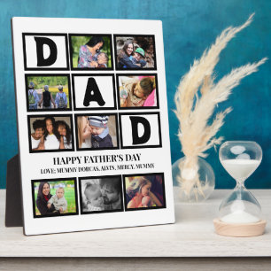 Elegant Custom  Happy Fathers Day 9 Photo Collage  Plaque