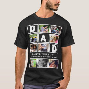 Elegant Custom  Happy Fathers Day 9 Photo Collage T-Shirt