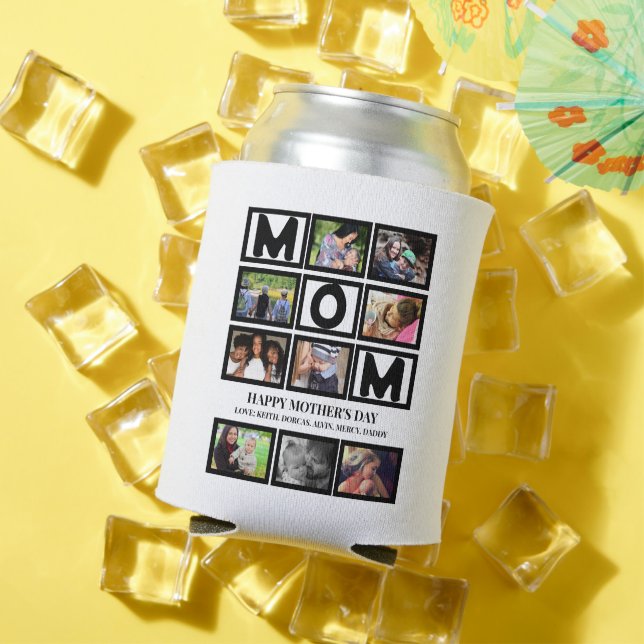 Elegant Custom  Happy Mothers Day 9 Photo Collage  Can Cooler (In Situ Summer)