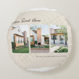 Elegant Custom Home Photo Collage Round Pillow" Pillow