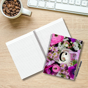 Elegant Custom Initial Letter C Roses Monogram Notebook