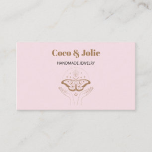 Elegant Custom Logo Blush Pink Mystical Butterfly  Business Card
