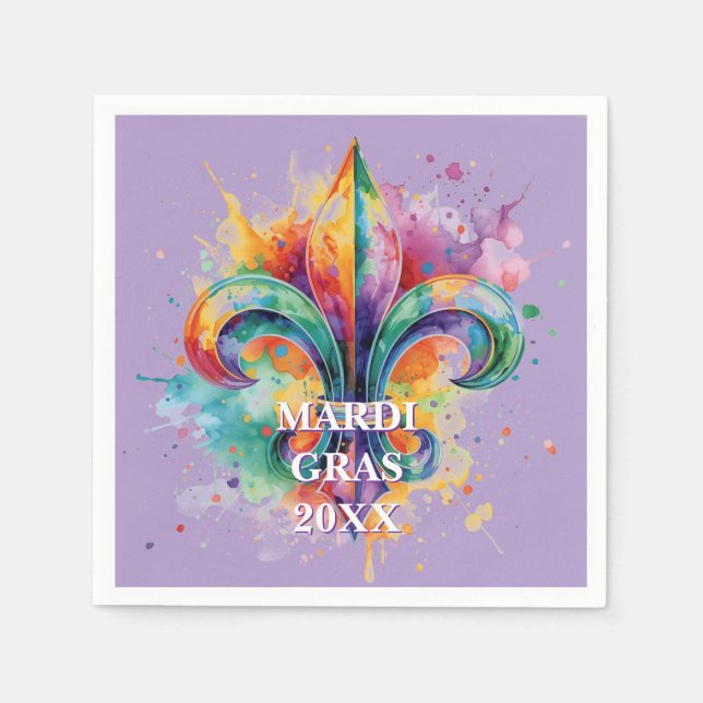 Elegant Custom Mardi Gras Colors Napkin (Front)