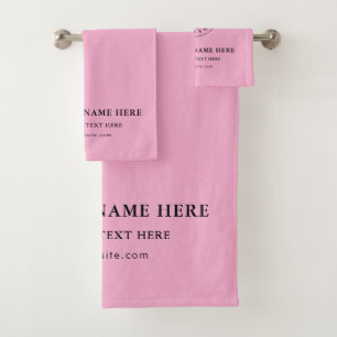 Elegant Custom Minimalist Business Logo and Text Bath Towel Set