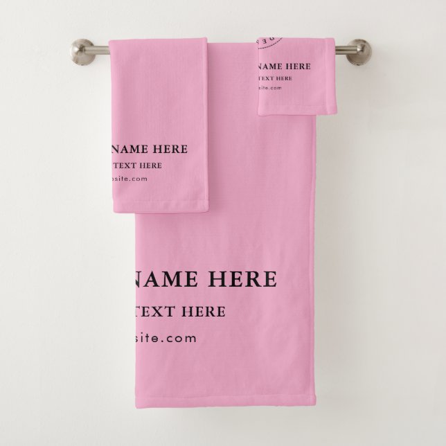 Elegant Custom Minimalist Business Logo and Text Bath Towel Set (Insitu)