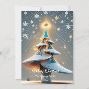 Elegant Custom Modern 3D Tree Christmas Holiday Card