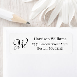 Elegant custom Monogram black white Return Address