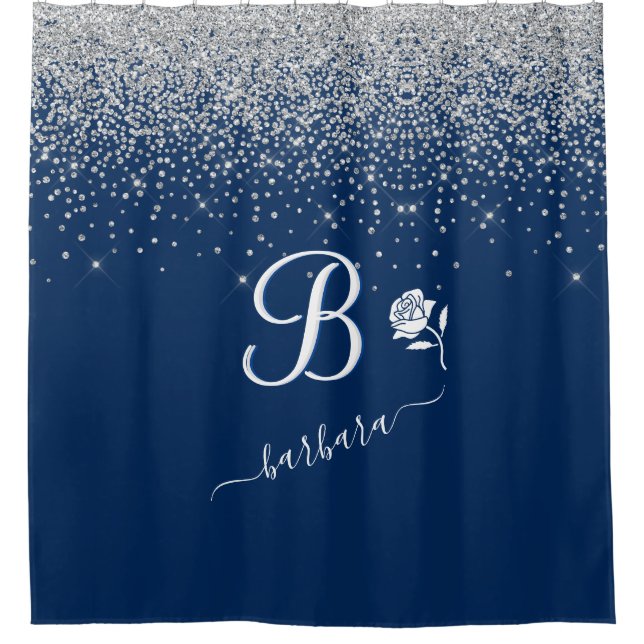 Elegant Custom Monogram Blue Silver Sparkle   (Front)