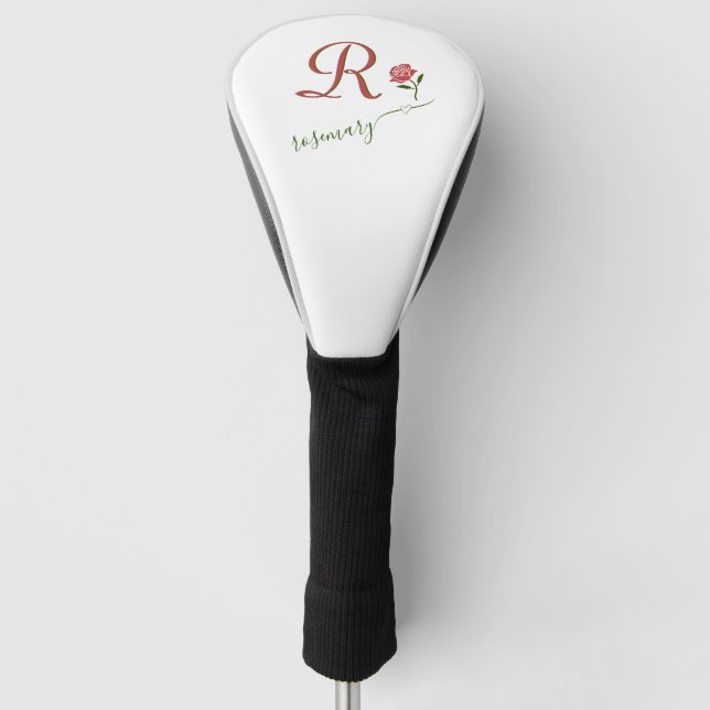 Elegant Custom Monogram Floral Heart Name   Golf Head Cover (Front)