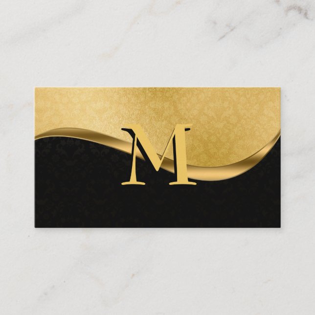 Elegant Custom Monogram Gold Business Card (Front)