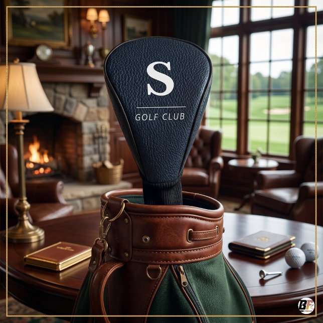 Elegant Custom Monogram Initial Faux Leather  Golf Head Cover (#sports&activities)