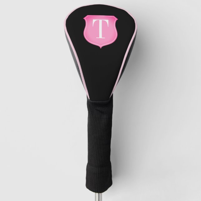 Elegant custom monogram ladies golf driver sock golf head cover (Front)