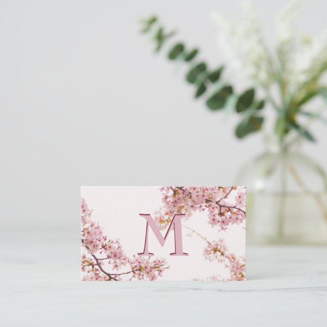 Elegant Custom Monogram Pink Business Card (Standing Front)