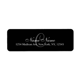 Elegant Custom Monogram Return Address Label Black