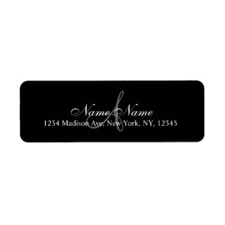 Elegant Custom Monogram Return Address Label Black