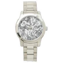 Elegant Custom Monogram Silver Glitter Look