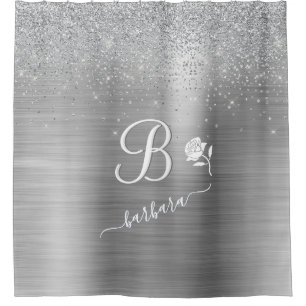 Elegant Custom Monogram Silver Sparkle  