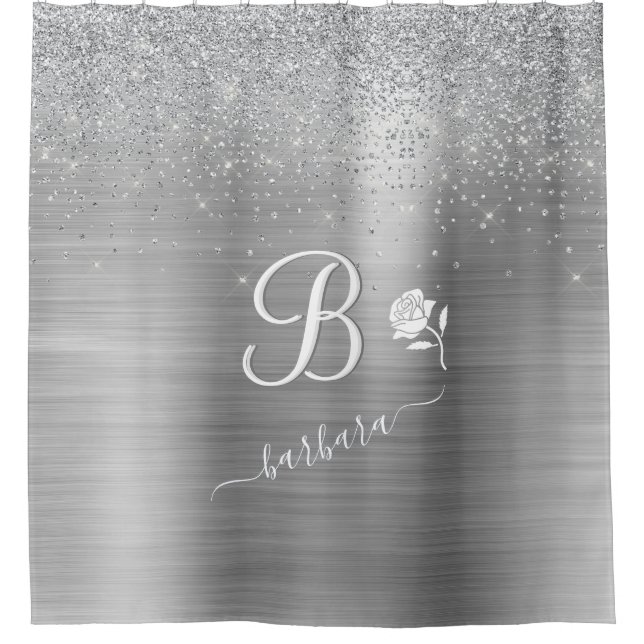 Elegant Custom Monogram Silver Sparkle   (Front)